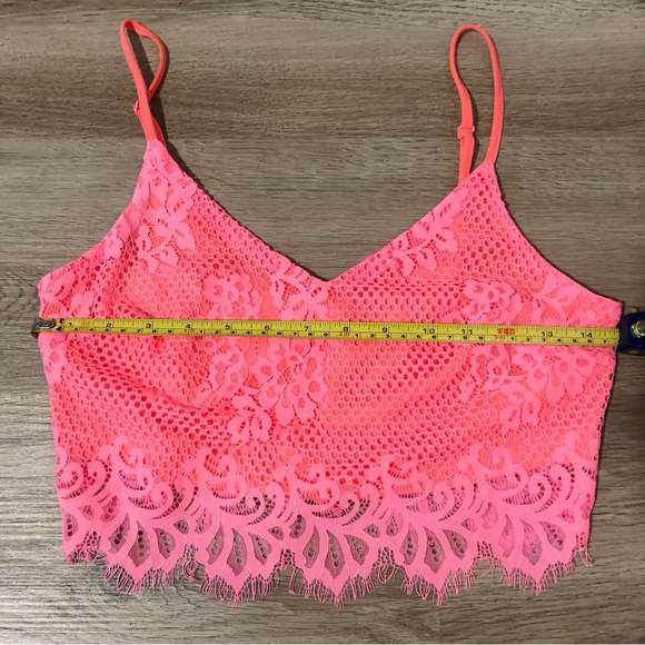 Lush 2 PC Set Coral-Pink Lace Crop Top and Skirt (New)-Size S/M - Picture 10 of 14